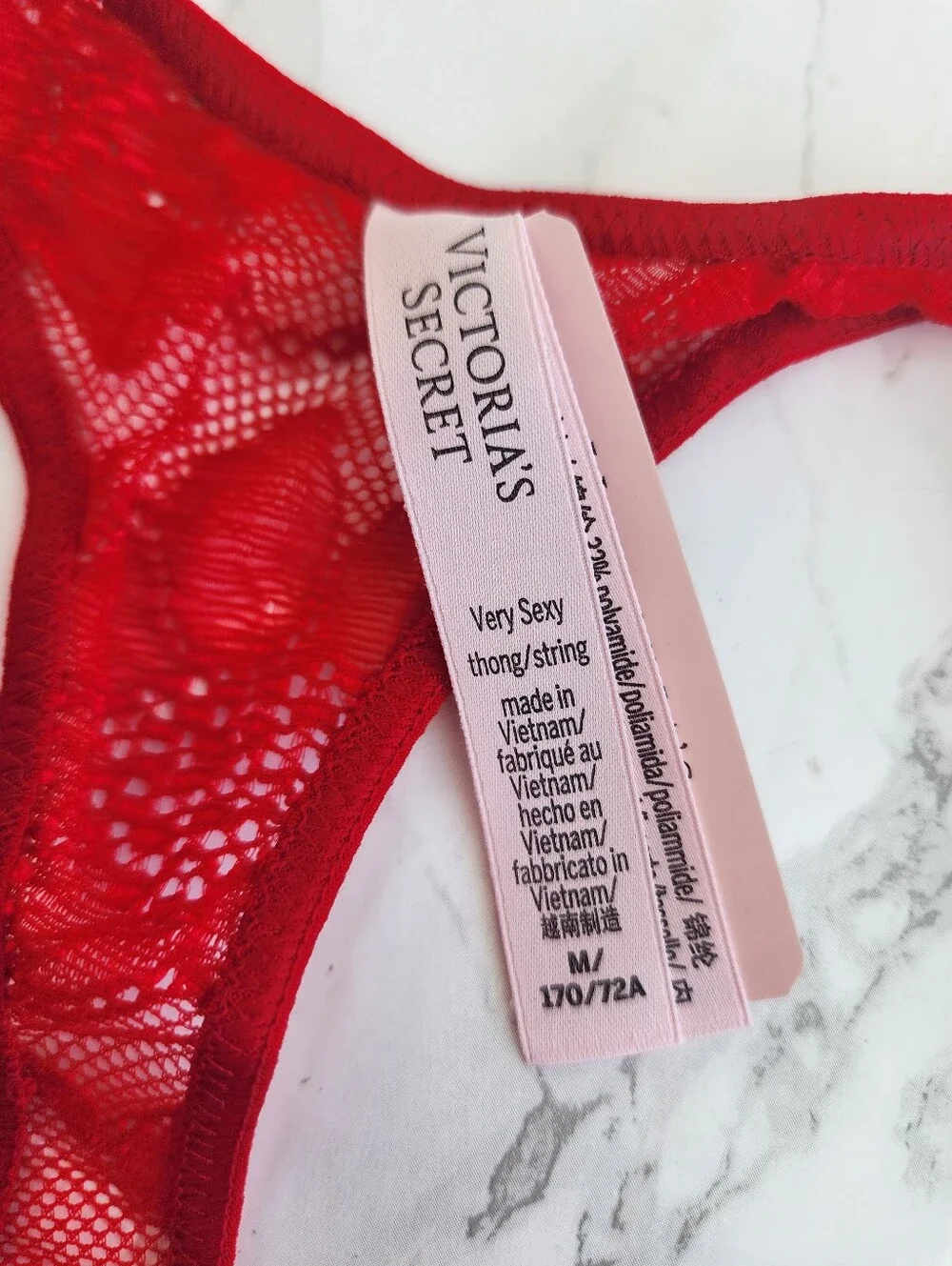 Victoria's Secret Lace Shine Rhinestone Strap Thong Panty M